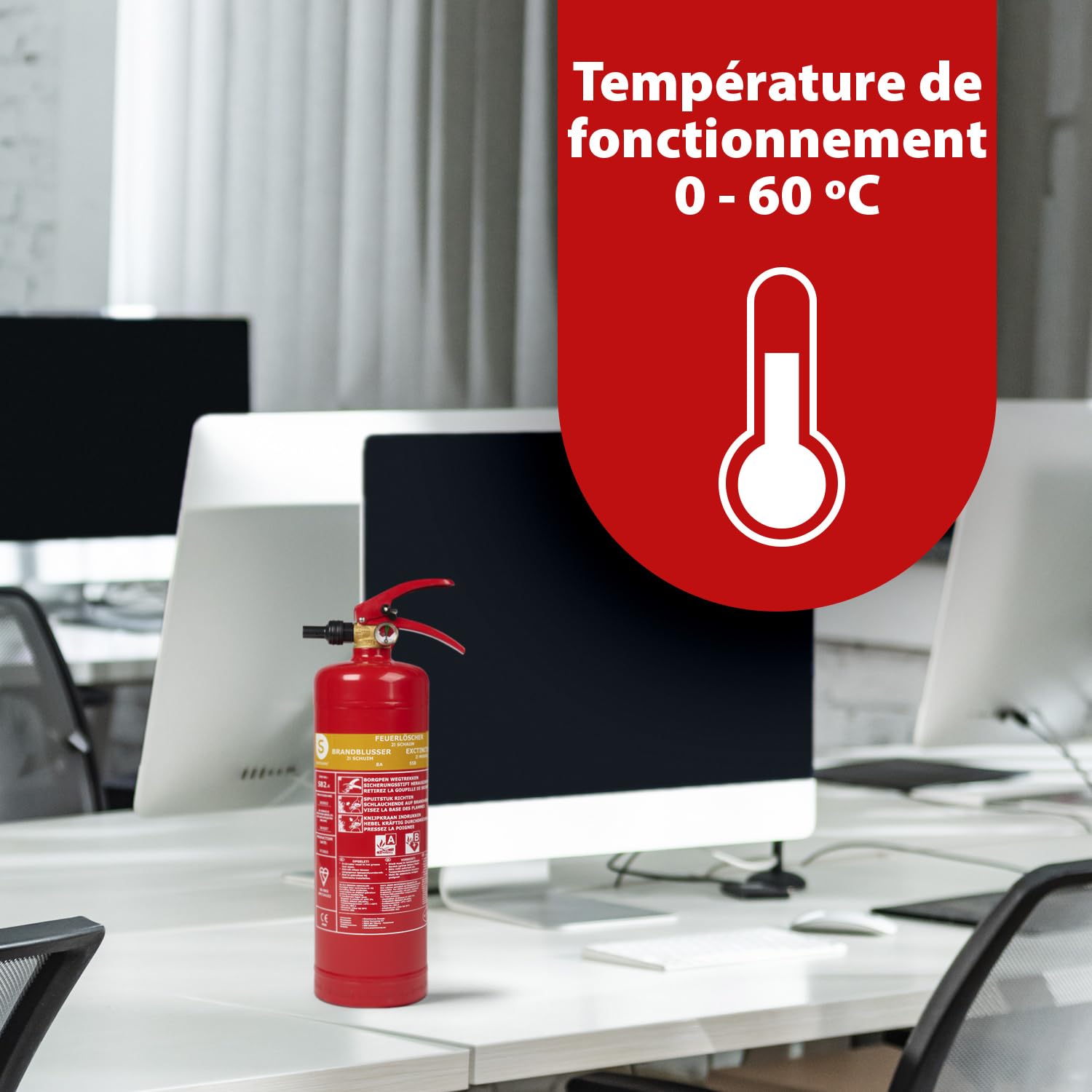 Smartwares Extincteur Mousse - 2 L - pour Feux AB - Adapté pour Bureaux et domiciles - Support Inclus - FEX-15226