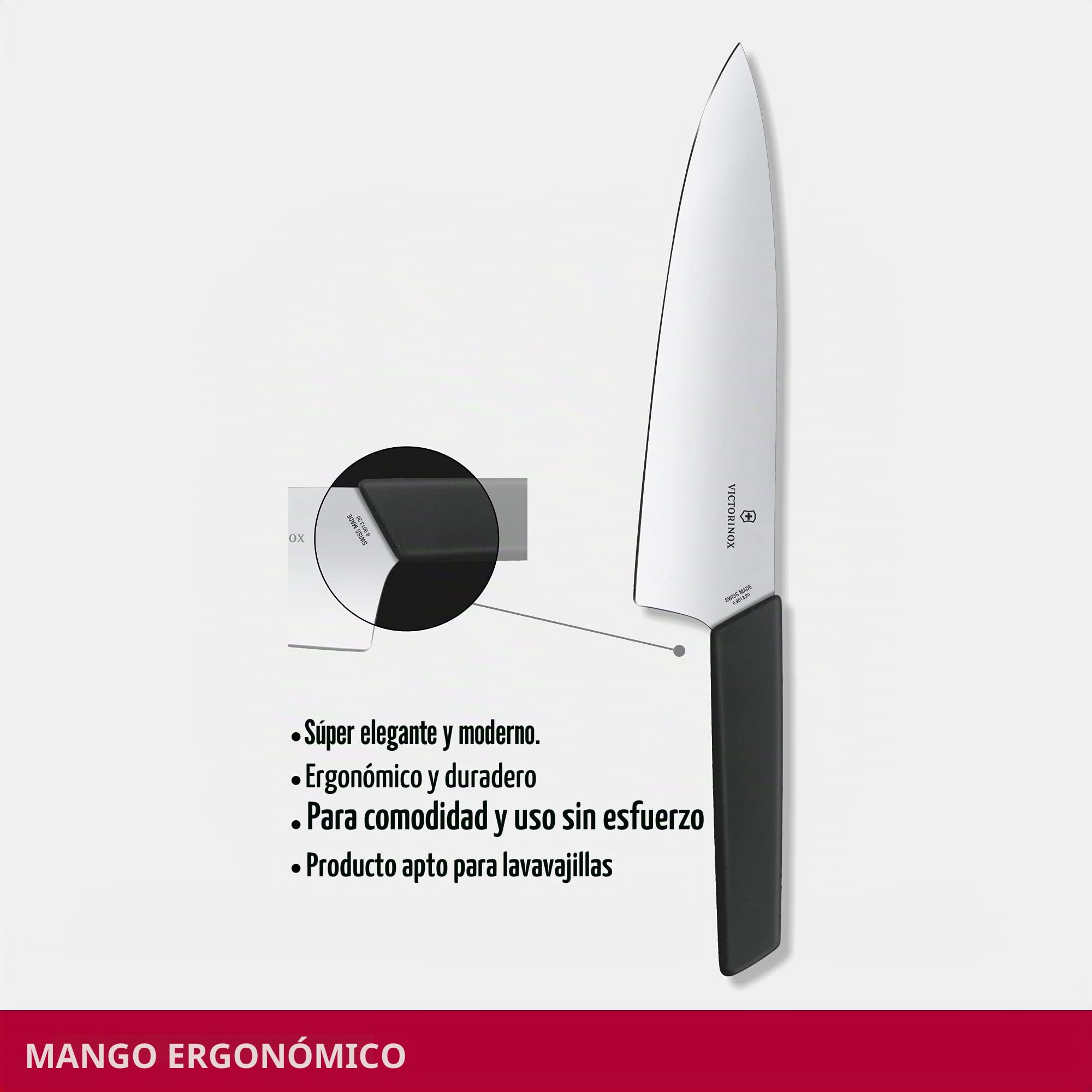 Victorinox Swiss Modern Cuchillo, Hoja extra ancha, Apto para lavavajillas, Acero inoxidable