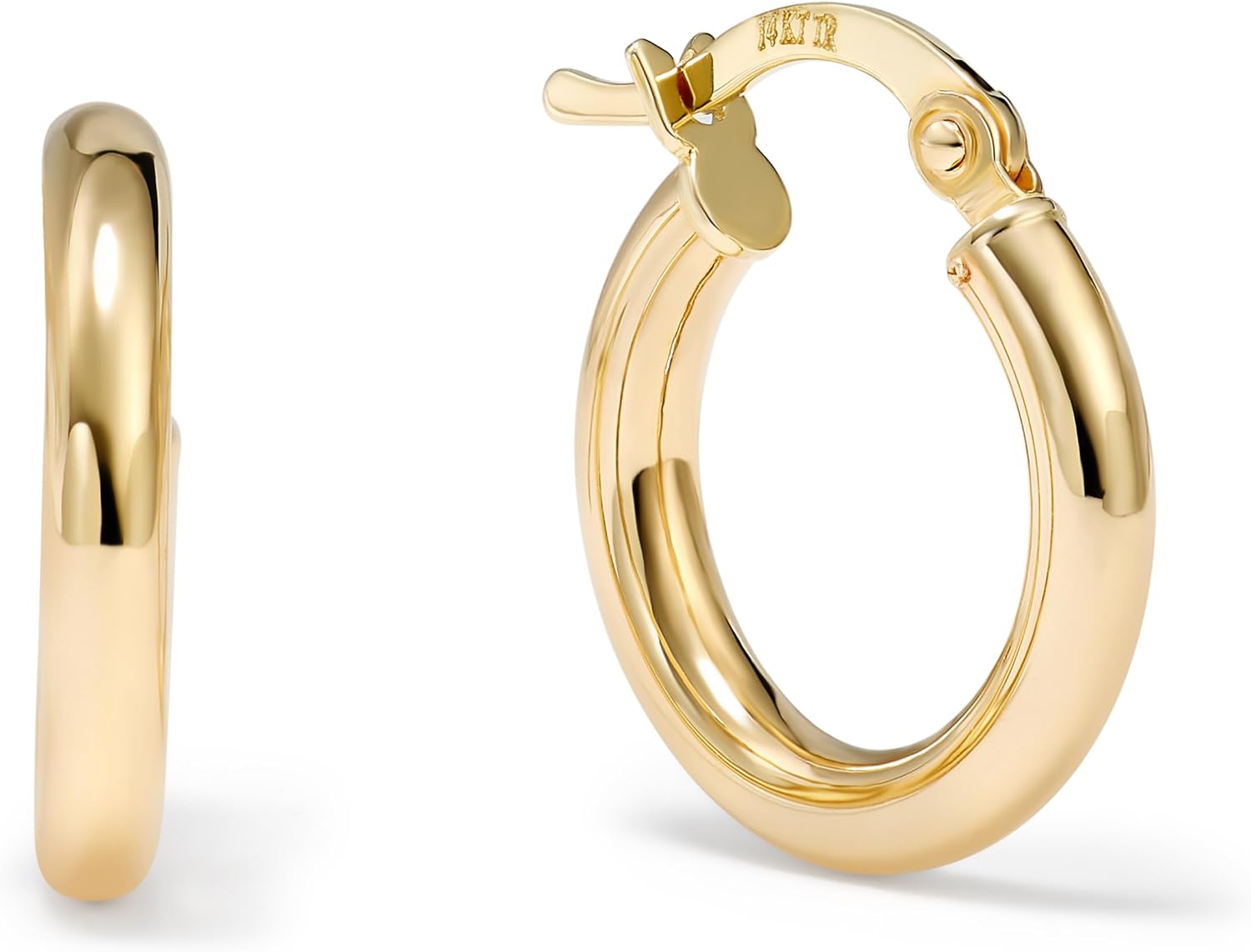 14K Gold Hoops for Women,14K Yellow Gold, Multiple Sizes & Thicknesses | Real Gold, Stamped for Authenticity