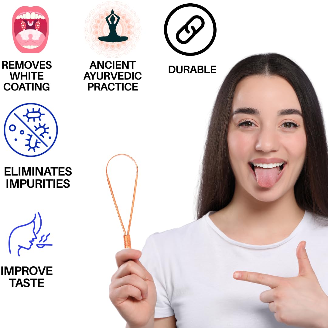 Raspador de lengua de cobre puro 100 % puro, bolsa ecológica para adultos y niños, limpiador de lengua duradero, raspador resistente, cuidado e higiene bucal, diseño único