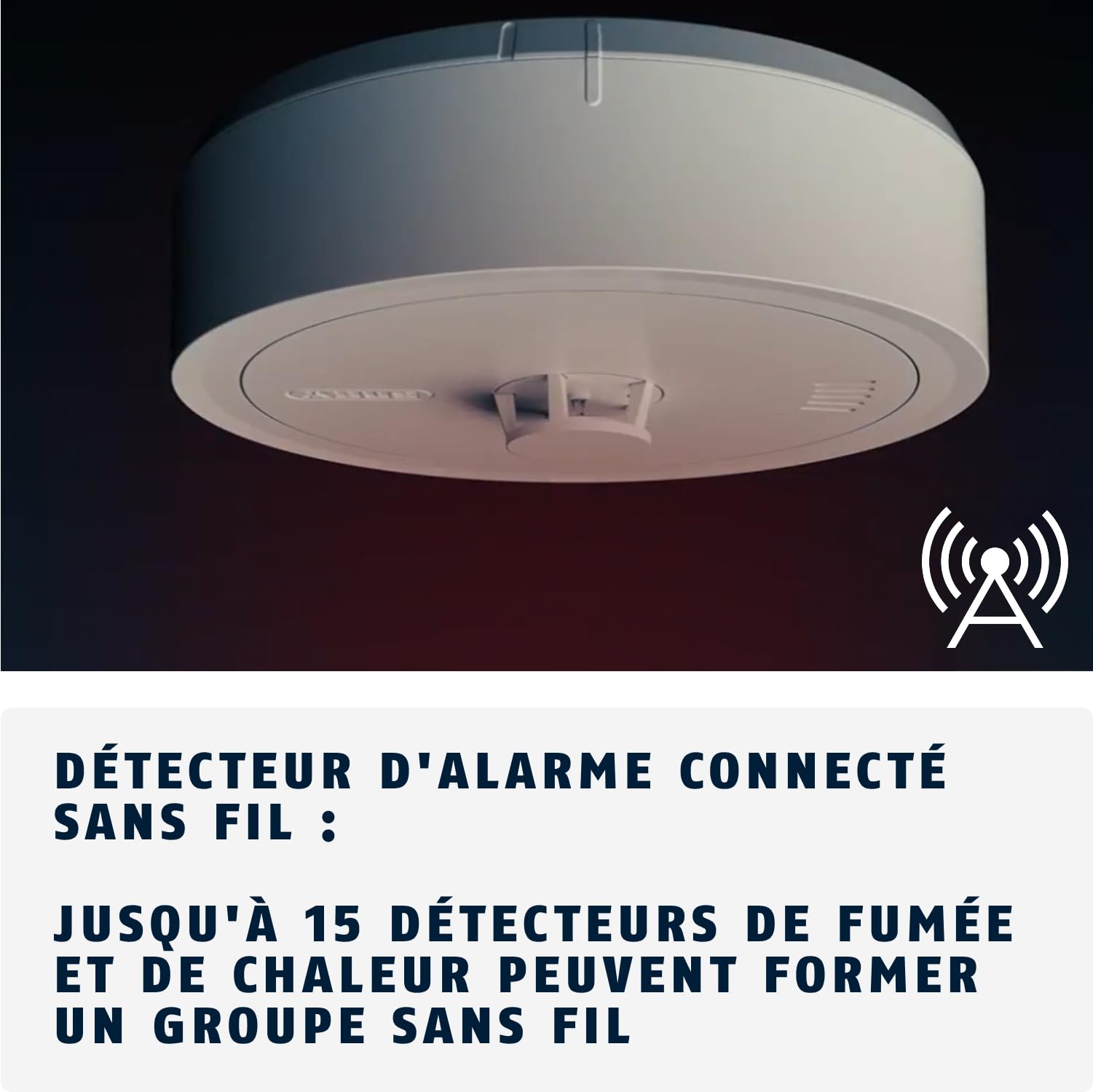 ABUS Prevaro Connect Détecteur de Chaleur sans Fil pour la Cuisine, la Salle de Bain, Le Garage et la Cave, Pile Autonomie de 10 Ans, Grand Bouton de Test, Adhésif et Support Magnétique