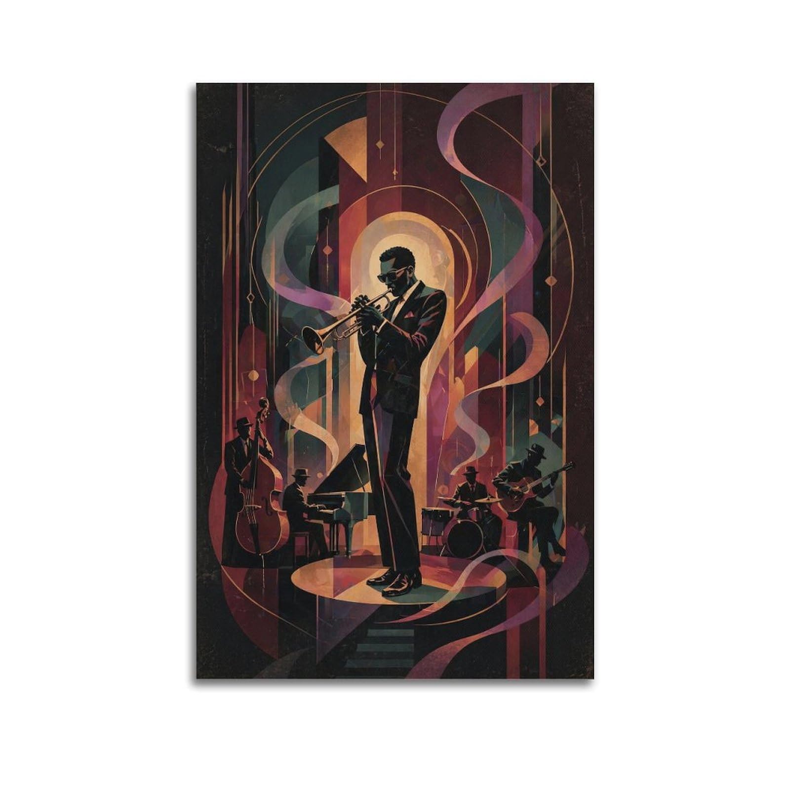Okngb Unframe-Style Vintage Harlem Music Poster Jazz Legendary Trumpeter Decorative Painting Canvas Art Picture 20X30inch(50X75cm)