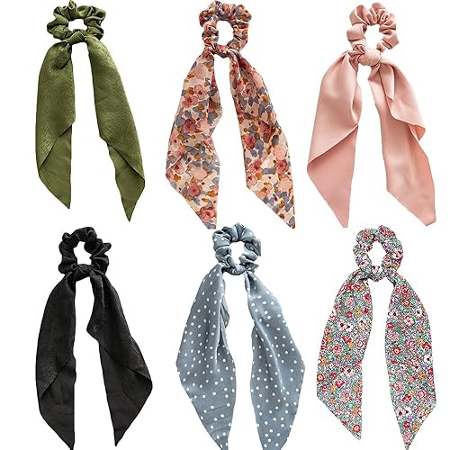 Juego de accesorios florales de satén para el cabello, coleteros de gasa, lazos de cinta, lazos para el cabello y soportes para cola de caballo para