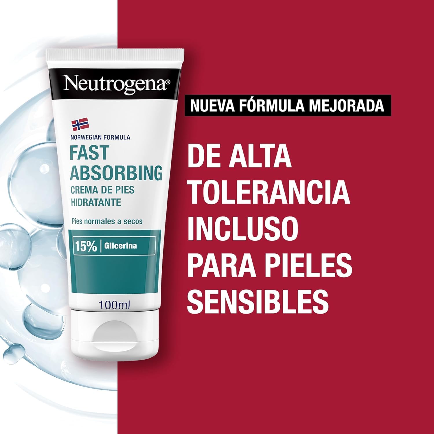 Neutrogena Fórmula Noruega Crema de Pies Absorción Inmediata (pack de 2 x 100 ml), crema hidratante para pies normales a secos, crema no grasa de absorción rápida