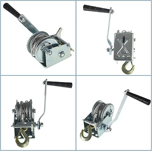 Miniatura 7 de Cabrestante de mano de 800 libras de alta resistencia para barco con cabrestantes manuales de cable de 26.2 ft, cabrestante de manivela portátil