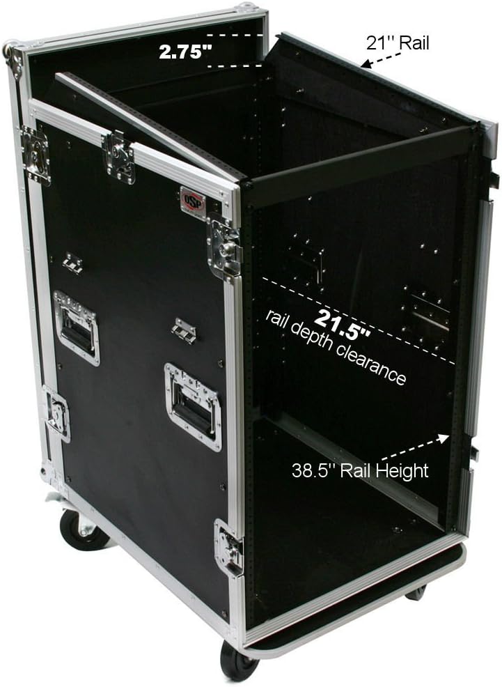 OSP Cases | ATA Road Case | 20-Space Amplifier Rack with 12-Space Mixer Slant | Standing Lid Table | MC12U-20SL