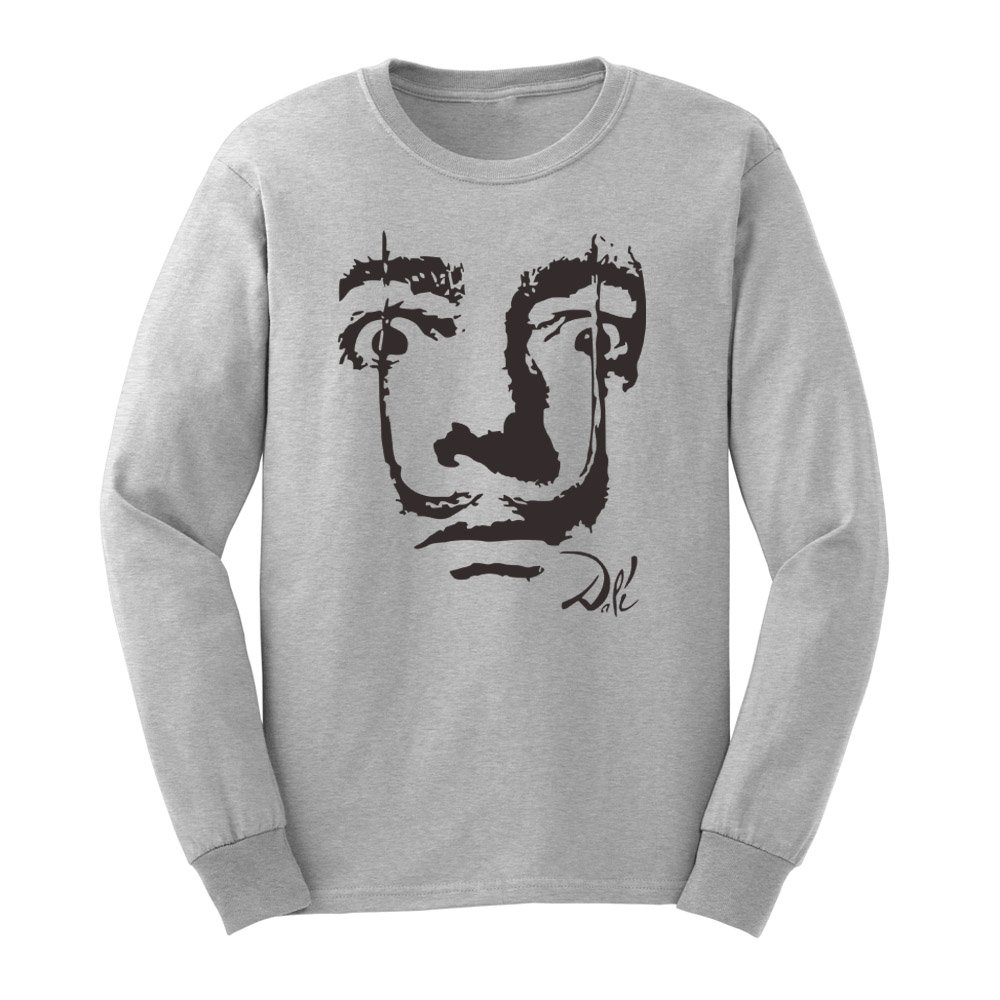 Loo Show Mens Spain Salvador Dali Face Long Sleeve T-Shirts Casual Men Tee