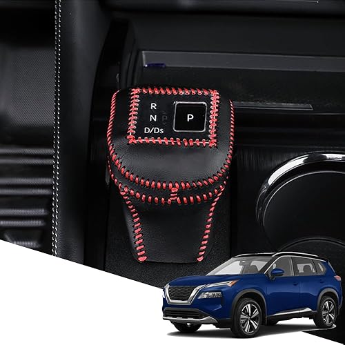 Miniatura 24 de Great-luck Funda Protectora de Perilla de Palanca de Cambios Automática de Cuero Genuino con Moldura, Accesorios Interiores Personalizados