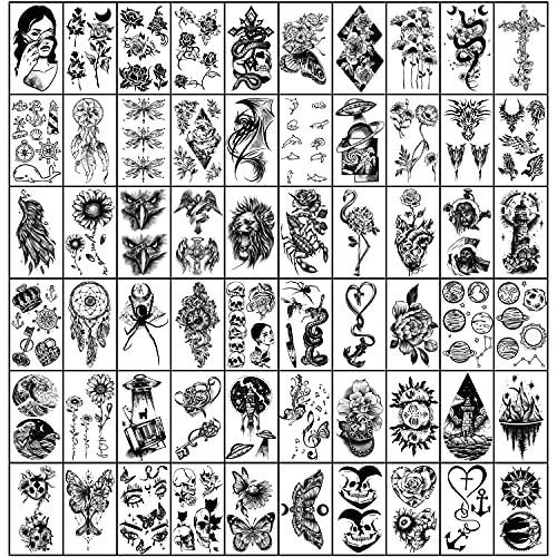 Metuu 112 Sheets Half Arm Tattoo And Halloween Tattoo Realistic Temporary Tattoo Stickers For Men Women Boy Girl，Half Arm Owl Eagle Snake Clock Lion Planet Dragon Totem Temporary Fake Tattoo Sticker #TOP6