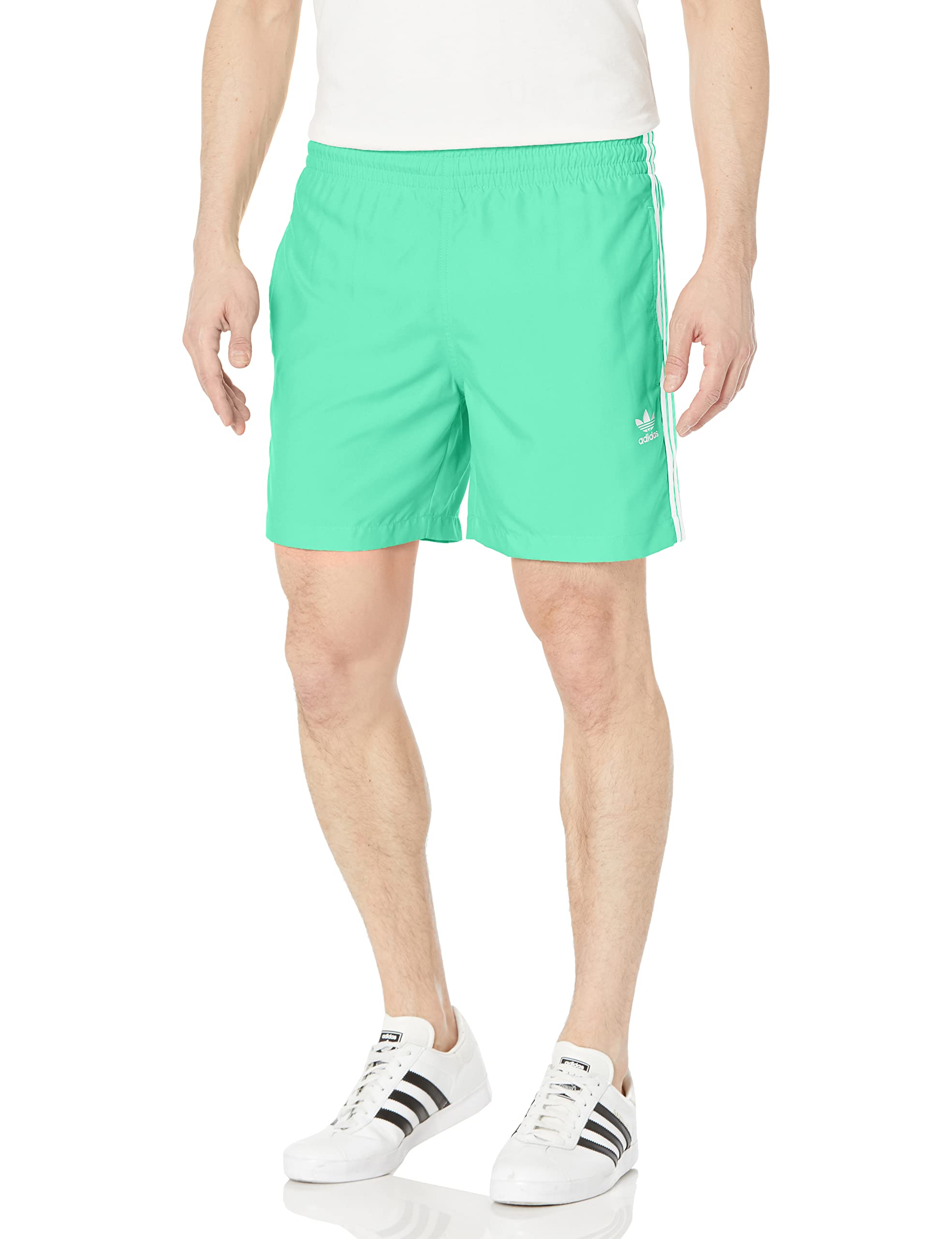 adidas Originals Men's Standard 3-Stripes Swim Shorts, Green, Large