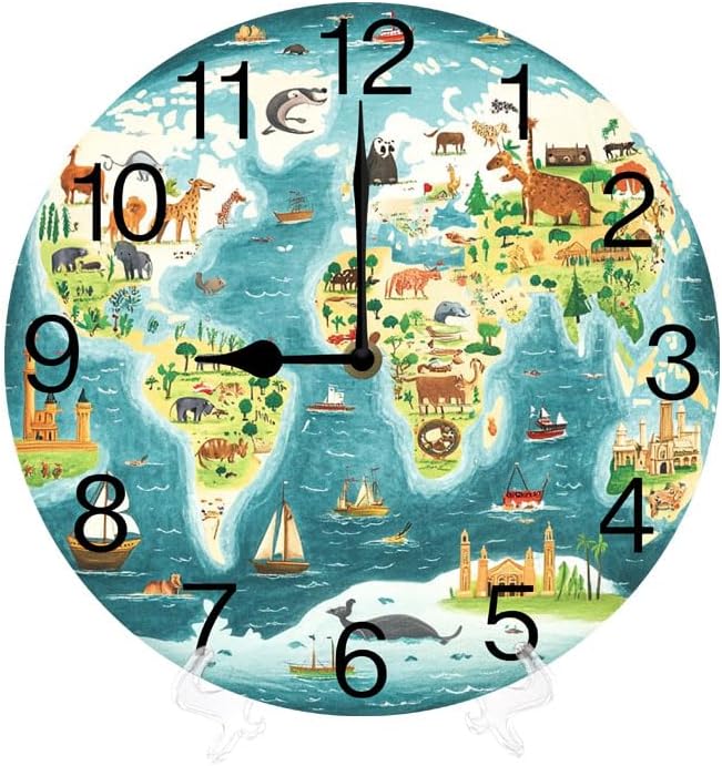 Miniatura 11 de Coffee Time - Reloj de pared, reloj analógico de cuarzo silencioso sin tictac, reloj náutico retro de madera con números arábigos, relojes de pared