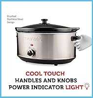 Vista 6 de Courant Ovalada olla de cocción lenta con opciones fáciles de 7 cuartos de galón, apto para lavavajillas, acero inoxidable