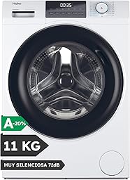 Haier I-Pro Series 1 HW110-BP14929A-S Lavadora Carga Frontal 11KG, Función Vapor, 15 Programas, Antibacterias, Motor Inverter, Display Digital, 1400 RPM, Inicio Diferido, Detector de KG, Blanco