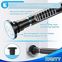 Vista 3 de Heavy Duty Tension Rod,Adjustable Shower Rod Tension 28 to 48 inches,Compression Curtain Rod for Windows,Curtain,Doorway,Black