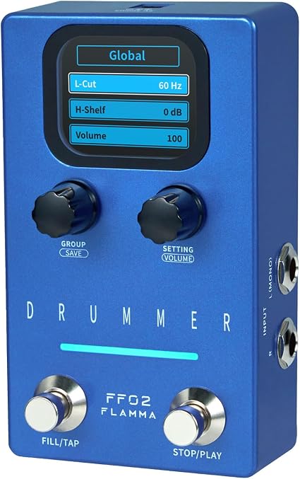 FF02 Drum Machine Guitar Pedal 121 Drum Grooves 11 Music Genres Tap Tempo.