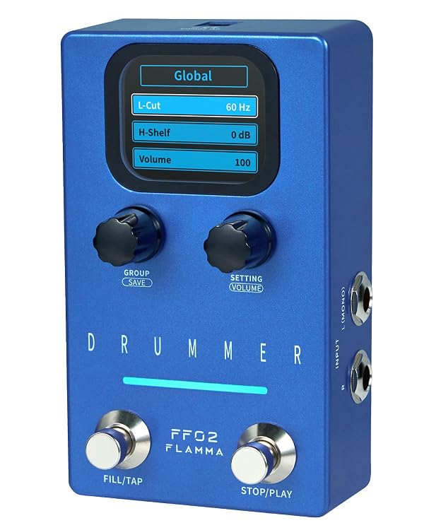 FLAMMA FF02 Drum Machine Guitar Pedal - 121 Drum Grooves, 11 Music Genres, Tap Tempo, Adjustable Rhythms, Stereo I/O for Live & Studio Use by FLAMMA - Used condition - US$65.83