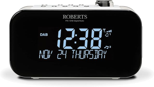 Roberts Ortus 3 DAB/DAB+/FM Alarm Clock Radio - White - USB Smartphone Charging
