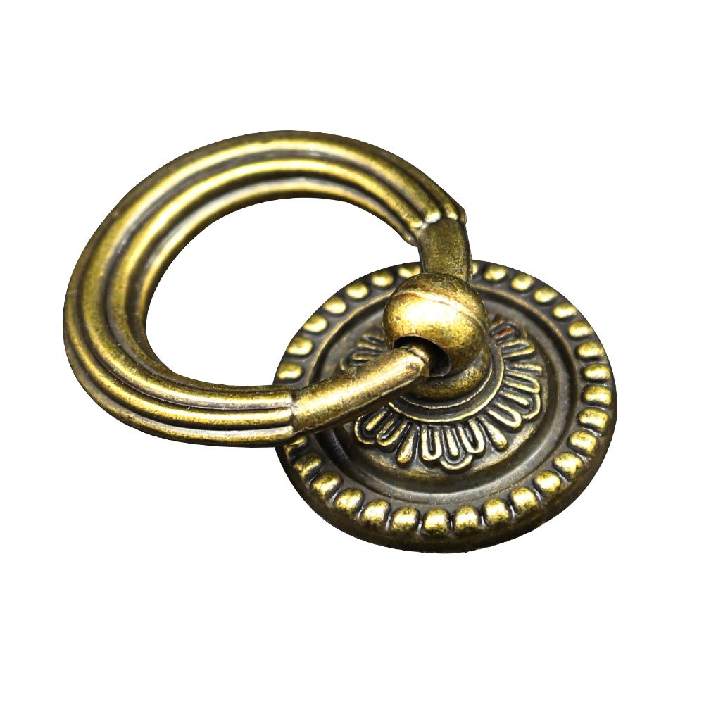 Drawer Ring pulls Antique Bronze Kitchen Cabinet Hardware Dressing Table Drawer Handle 1-5/8 inch Pack of 10