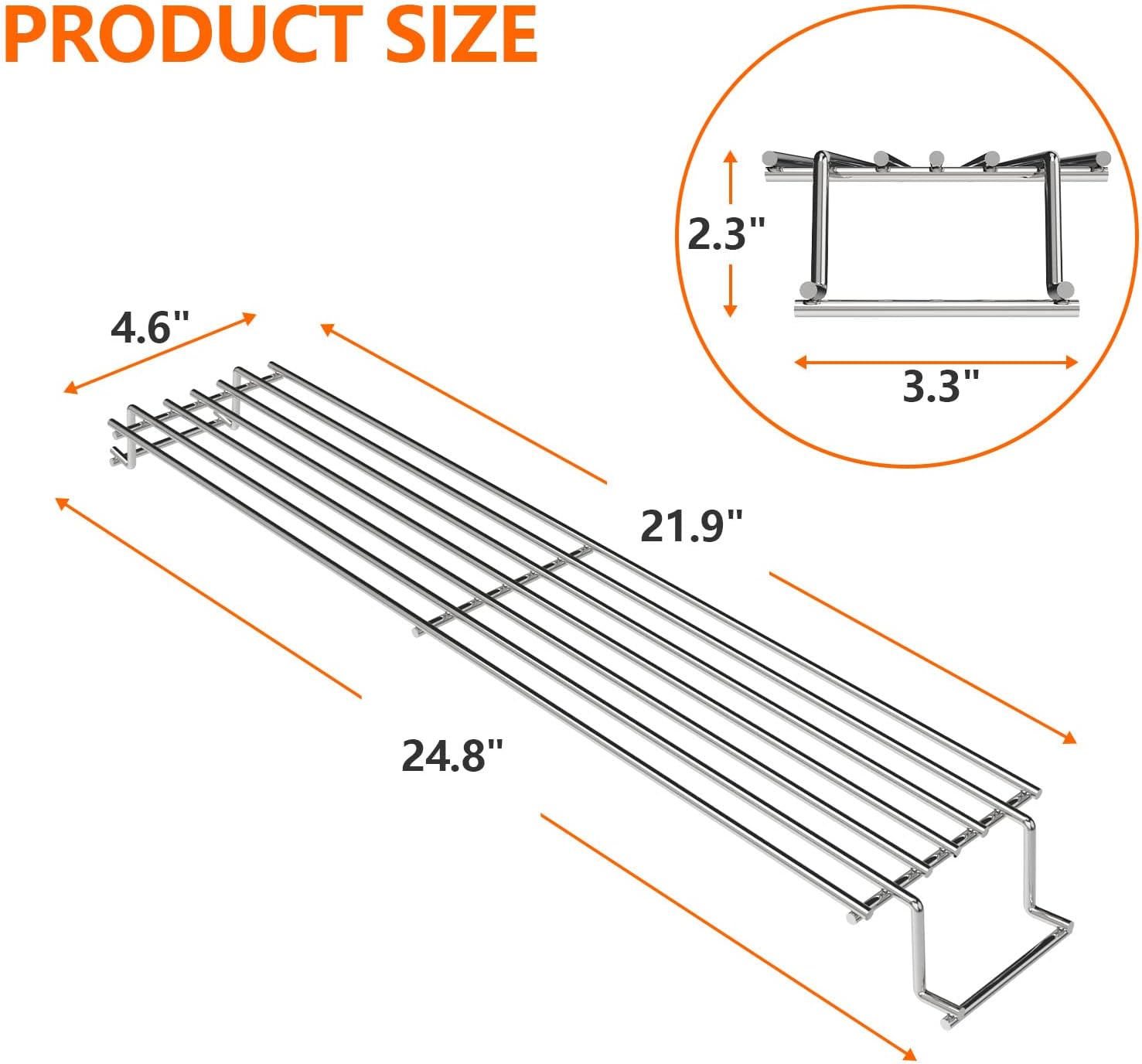 DELSbbq 7641 Grill Warming Rack for Weber Spirit 300 Series E-310 S-310 SP-310 E-320 S-320 SP-320, Upper Rack for Weber Genesis Silver Gold B/C Gas Grills, 24.8" L x 4.6" W x 2.3" H : Patio, Lawn & Garden