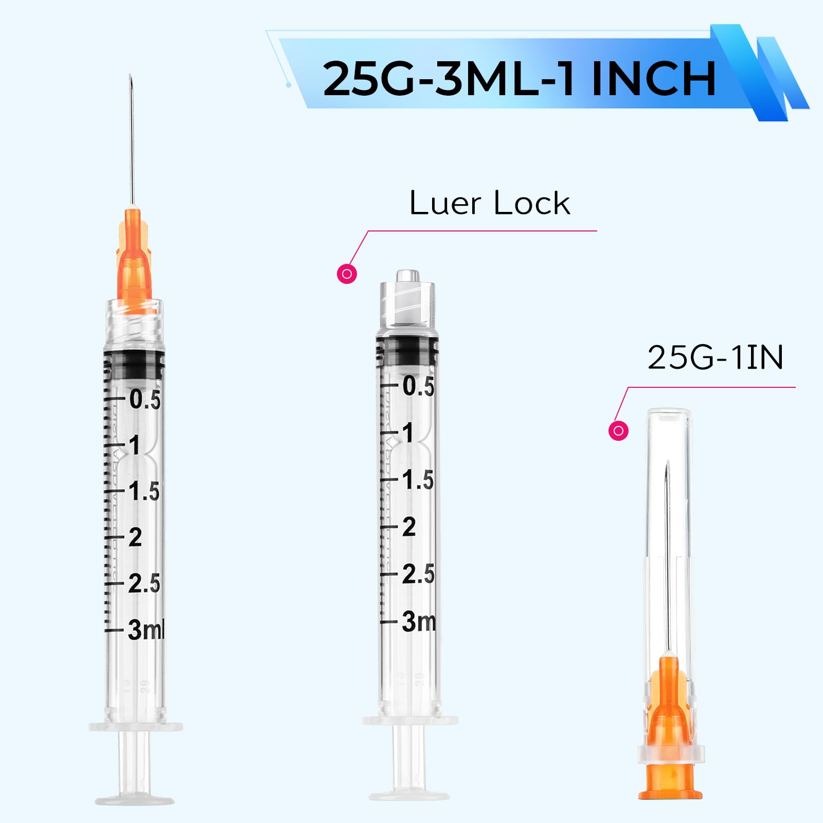 Lab Syringes - 50 Pack Disposable 3ml -2 Lab Syringes - 50 Pack Disposable 3ml -2