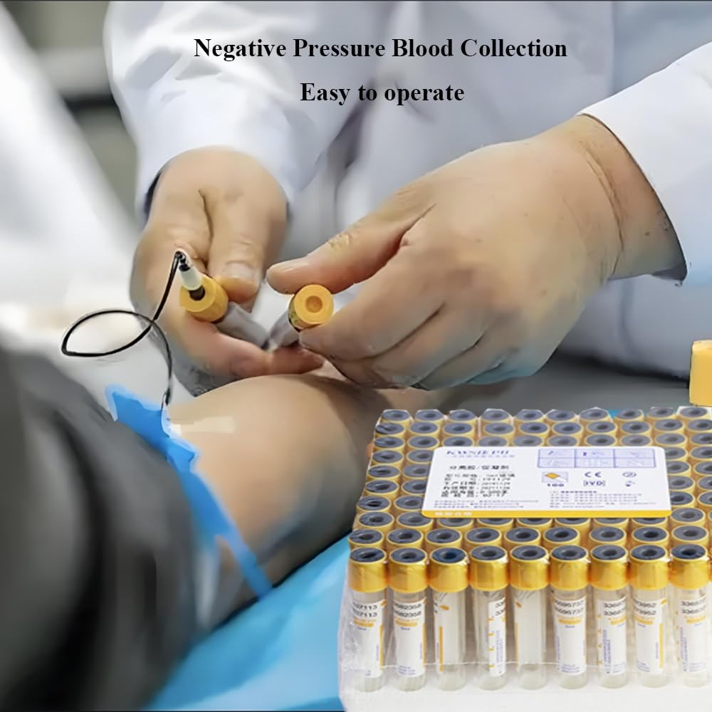 Probówki do pobierania krwi, Żel do oddzielania koagulantów Probówka próżniowa na próbki krwi Plastikowa żółta nasadka 100 szt. 3 ml 5 ml 10 ml | 5ML