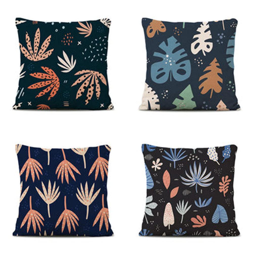 Federe per Cuscini, 4 Pack Cuscini Divano Fodera per Cuscino Quadrato Cotone Lino Doppia Faccia Copricuscini Divano Soggiorno Camera da Letto Decor 80x80cm(Timone nave a vela dell'ancora blu navy