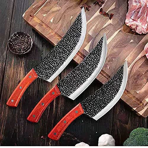 Boning Knife, Sharp Blade Boning Knife High Carbon Steel Butcher Knife Meat Cleaver Vegetable Cutter Cooking Tools BY ZZYY (Kitchen Knife Size : 3pcs)