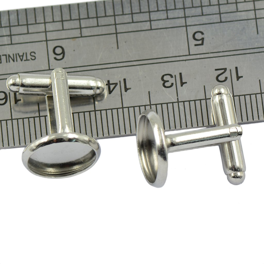 Lot De 10 Boutons De Manchette Anciens En Argent 16 Mm Ronds - Réglages Vierges - Neufs