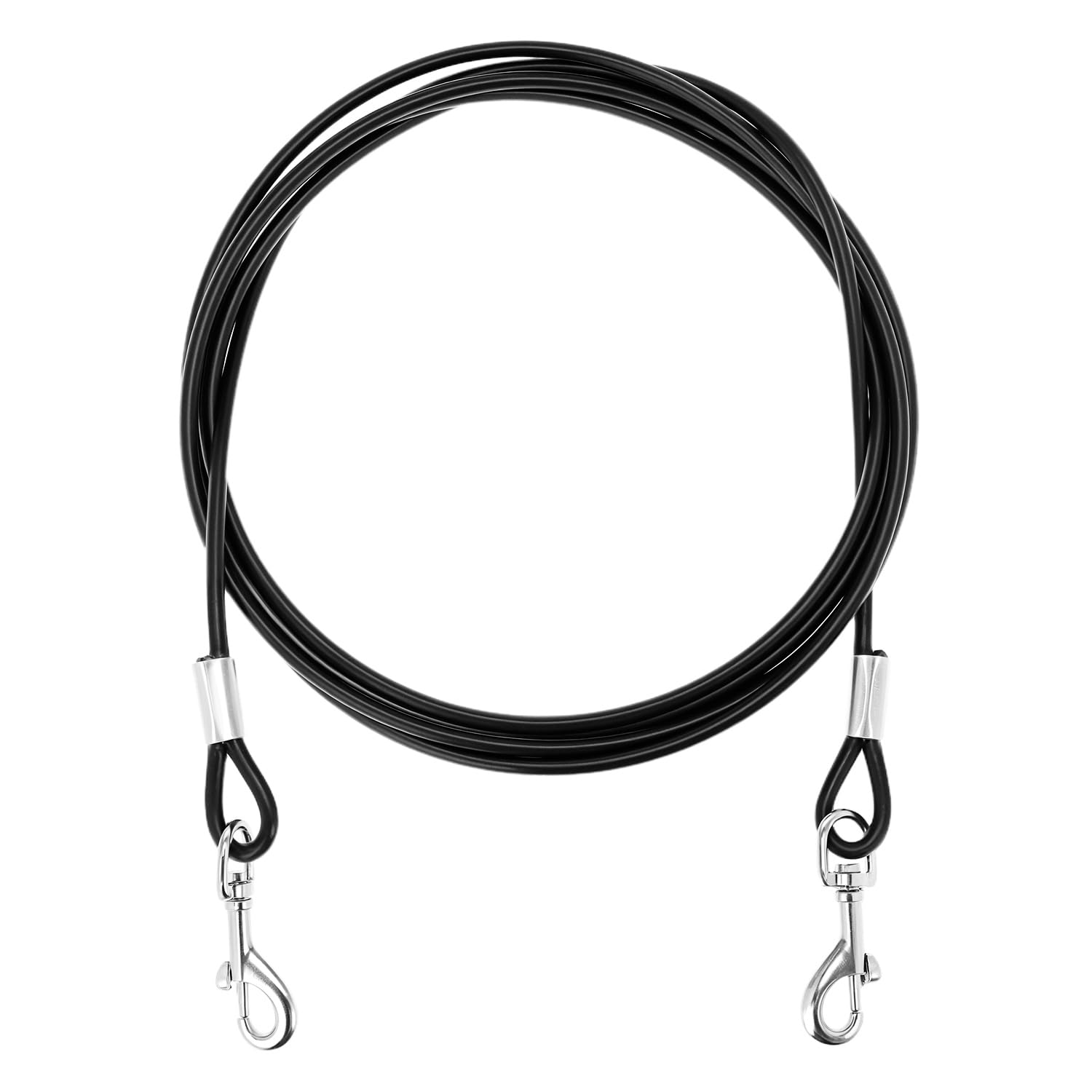 QWORK® 3m Cavo di Fissaggio per Cani in Acciaio Inossidabile con Ganci girevoli a 360°, Resistente alle Intemperie