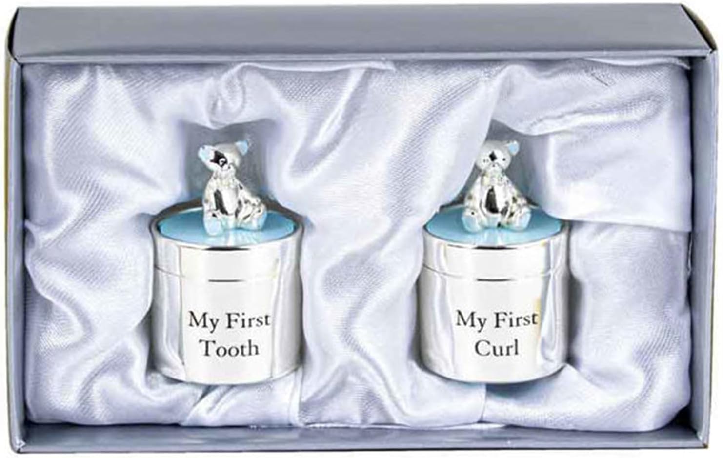 Baby Tooth Keepsake Box First Curl Storage Boy Christening Gifts Silver Present