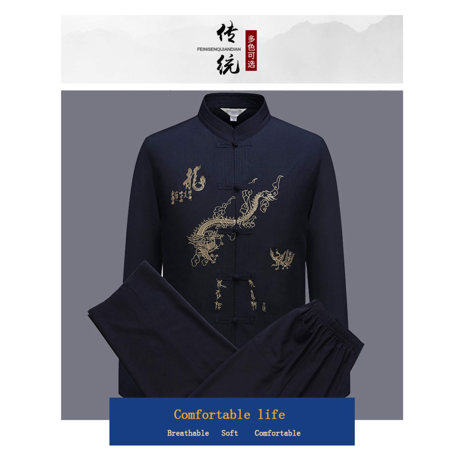 Tai Chi Kleidung ， Chinesische Kleidung Tang Anzug Kung Fu Shirt Anzug - Traditionelles China Kostüm Tangzhuang Kung Fu Langarm Jacke Anzüge Shirt Outfit Uniform
