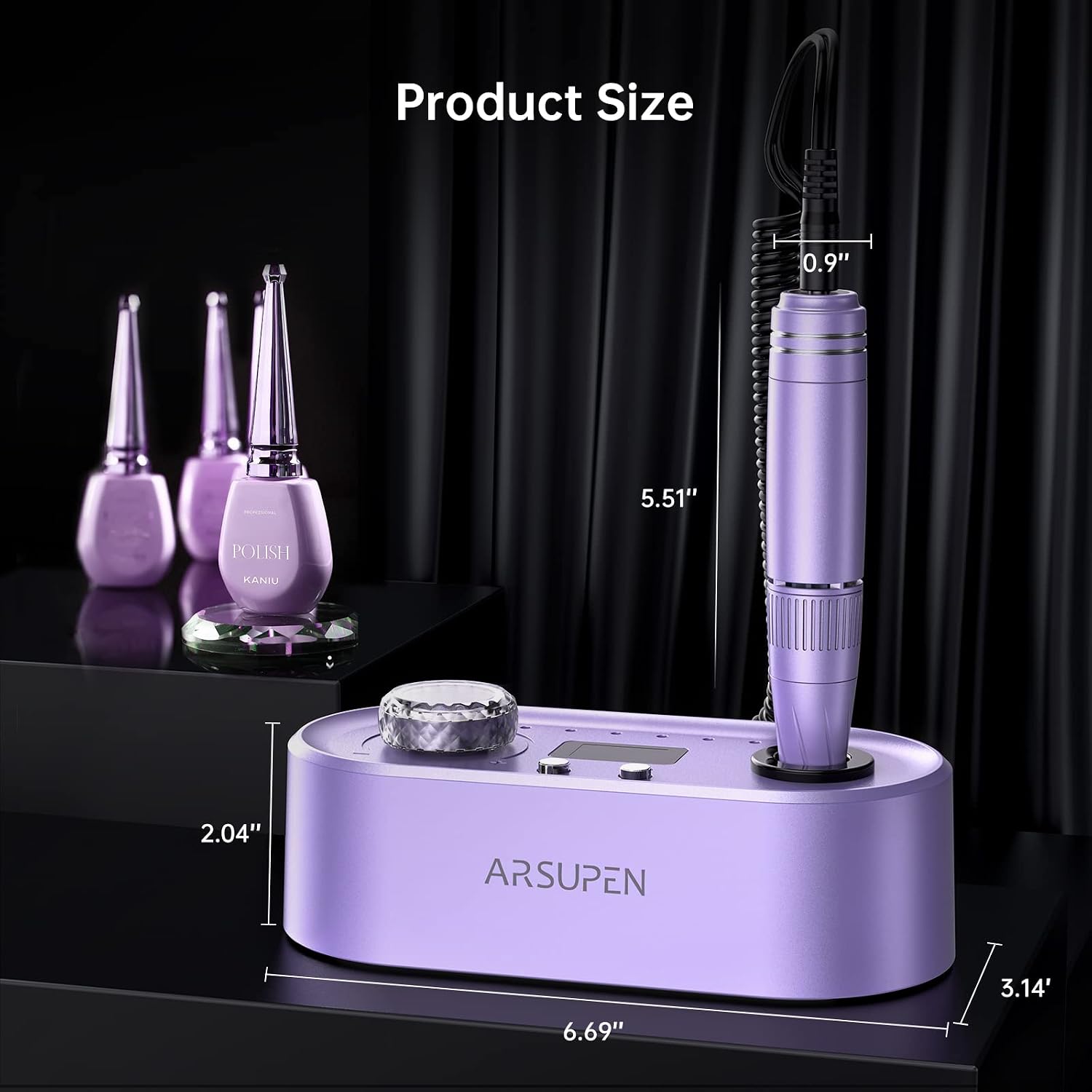Professional Nail Drill Machine, 40000 RPM Electric Nail Drill Kit, Low Heat Low Noise Low Vibration, 6 Drill Bits, F/R Rotation, LCD Screen, USB Port for Salon Home Use for Acrylic Gel Nails
