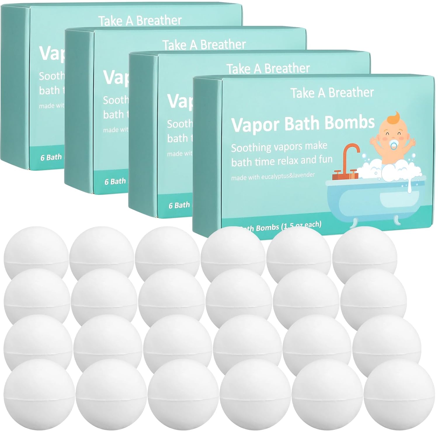 Dansib 24 Pcs Kids Bath Bombs Bulk Baby Natural Vapor Bath