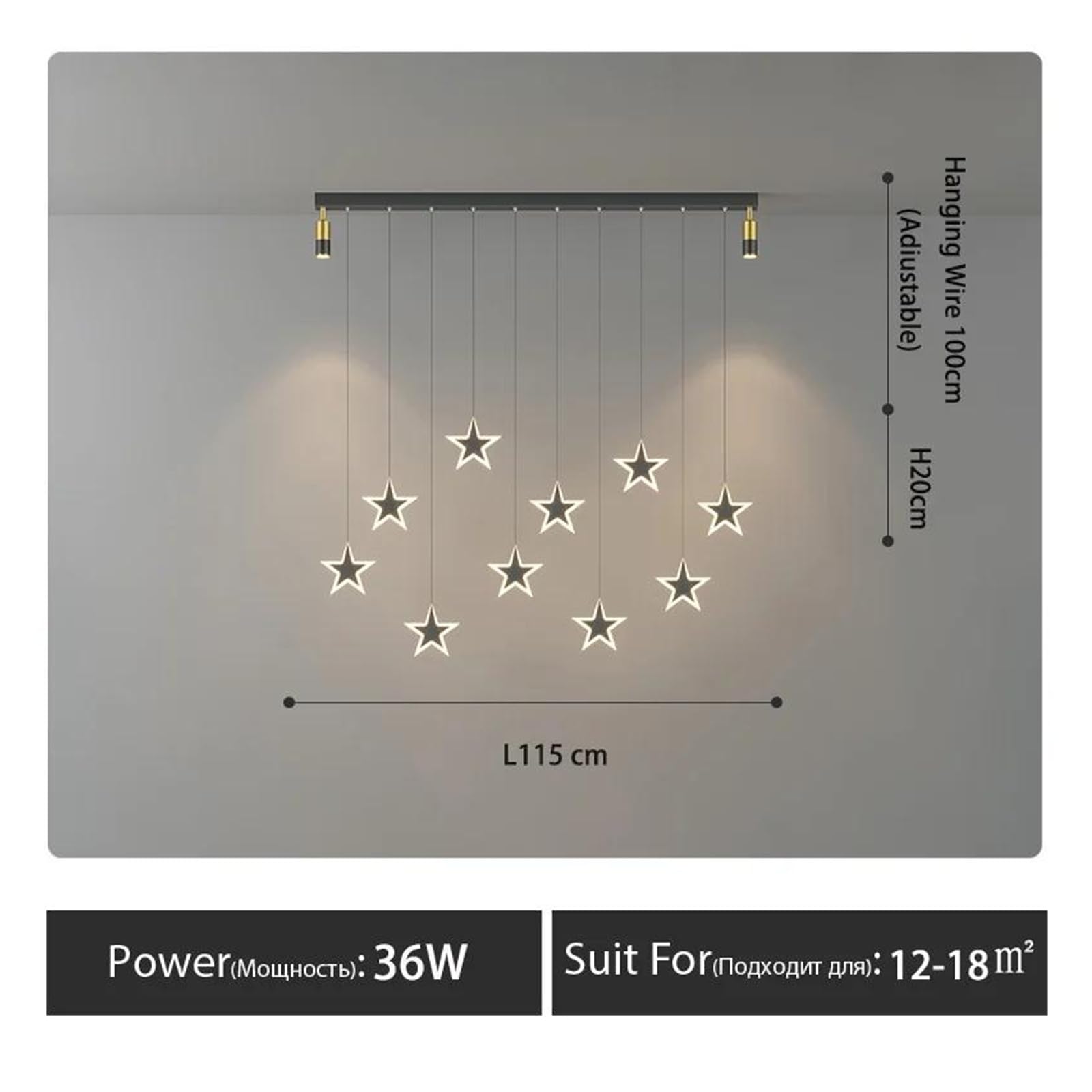 Genérico Lámparas de araña, Lámparas colgantes LED nórdicas for mesa de comedor, cocina, candelabros, sala estar, hotel, restaurante, cafetería, estudio, lámpara interior for el hogar(A-115cm-Black)