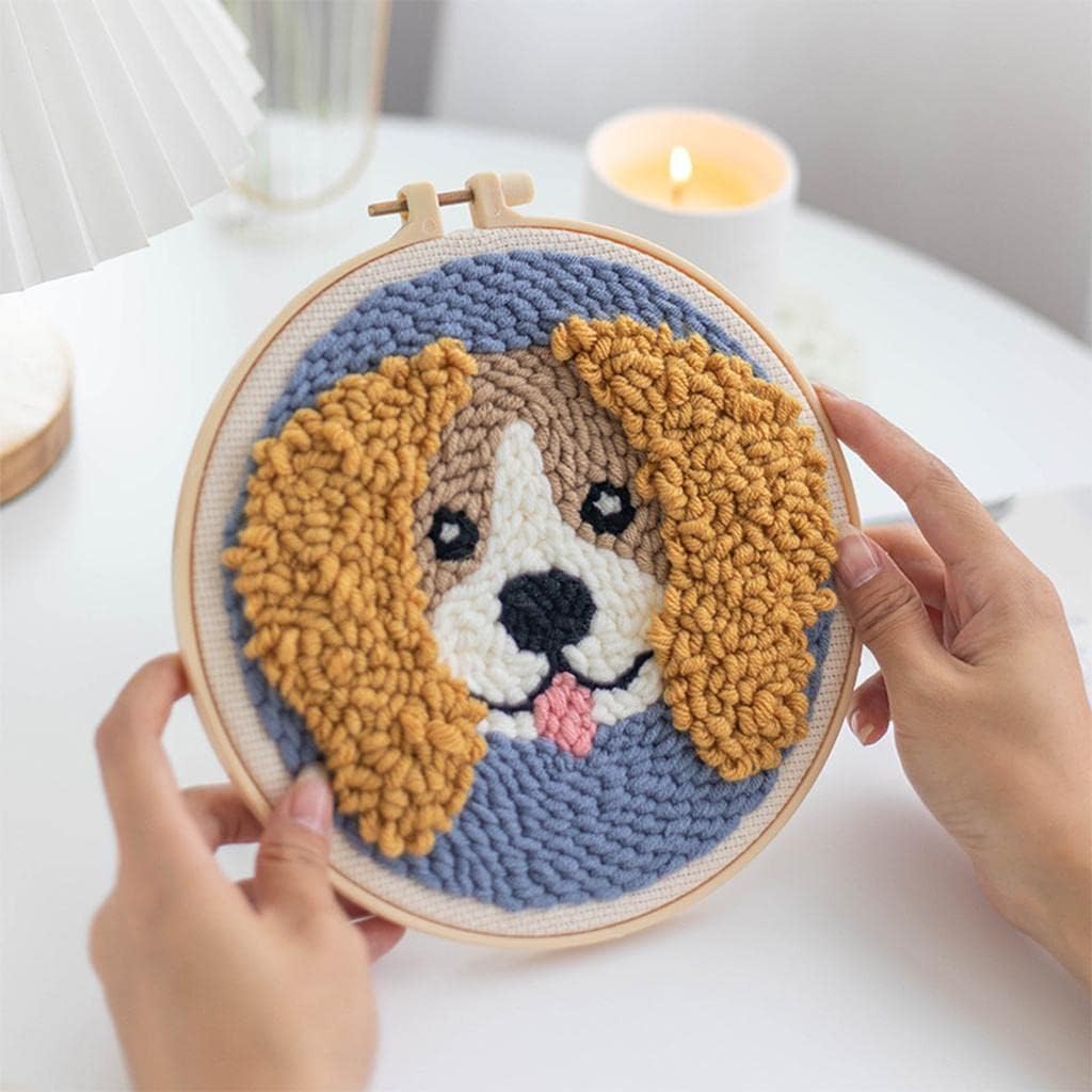 MYADDICTION Punch Needle Kit DIY Needlework Animal Dog Embroidery for Adult Kid Starter A Crafts | Needlecrafts & Yarn | Embroidery & Cross Stitch | Hand Embroidery Kits | Punch Needle Kits