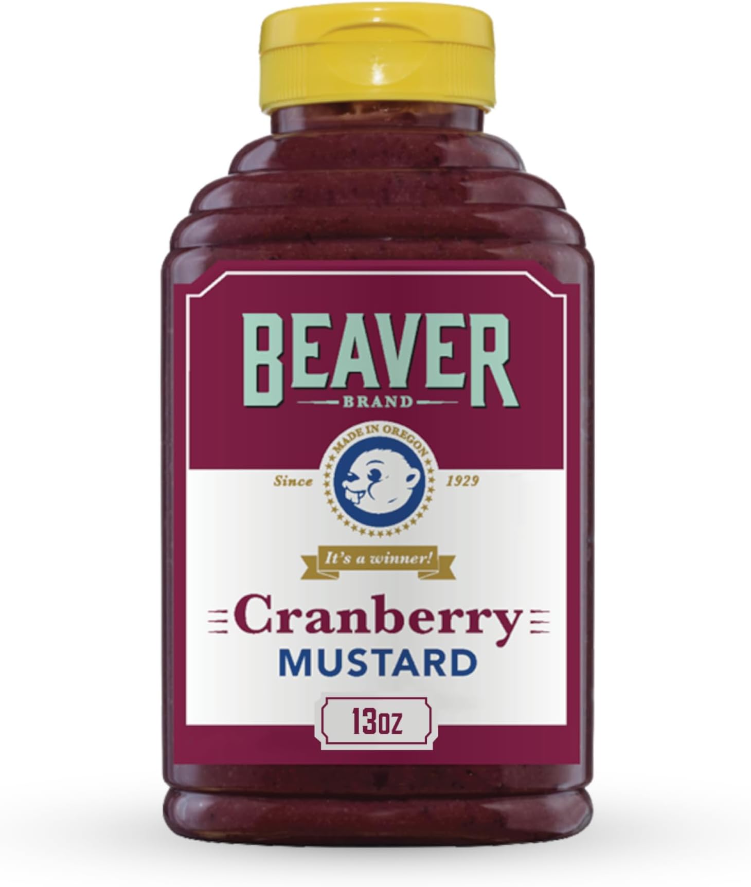 Brand Cranberry Mustard 13oz, Sweet & Tangy Mustard with Cranberries and Honey
