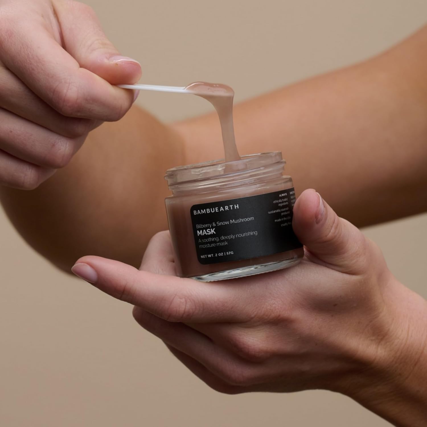 BAMBU EARTH Bilberry & Snow Mushroom Mask (2 oz) - Nourishing Facial Mask for All Skin Types, Blends with Powerful Organic Skin Care Ingredients for Deep Hydration Leaving Your Skin Soft & Supple - Image 4