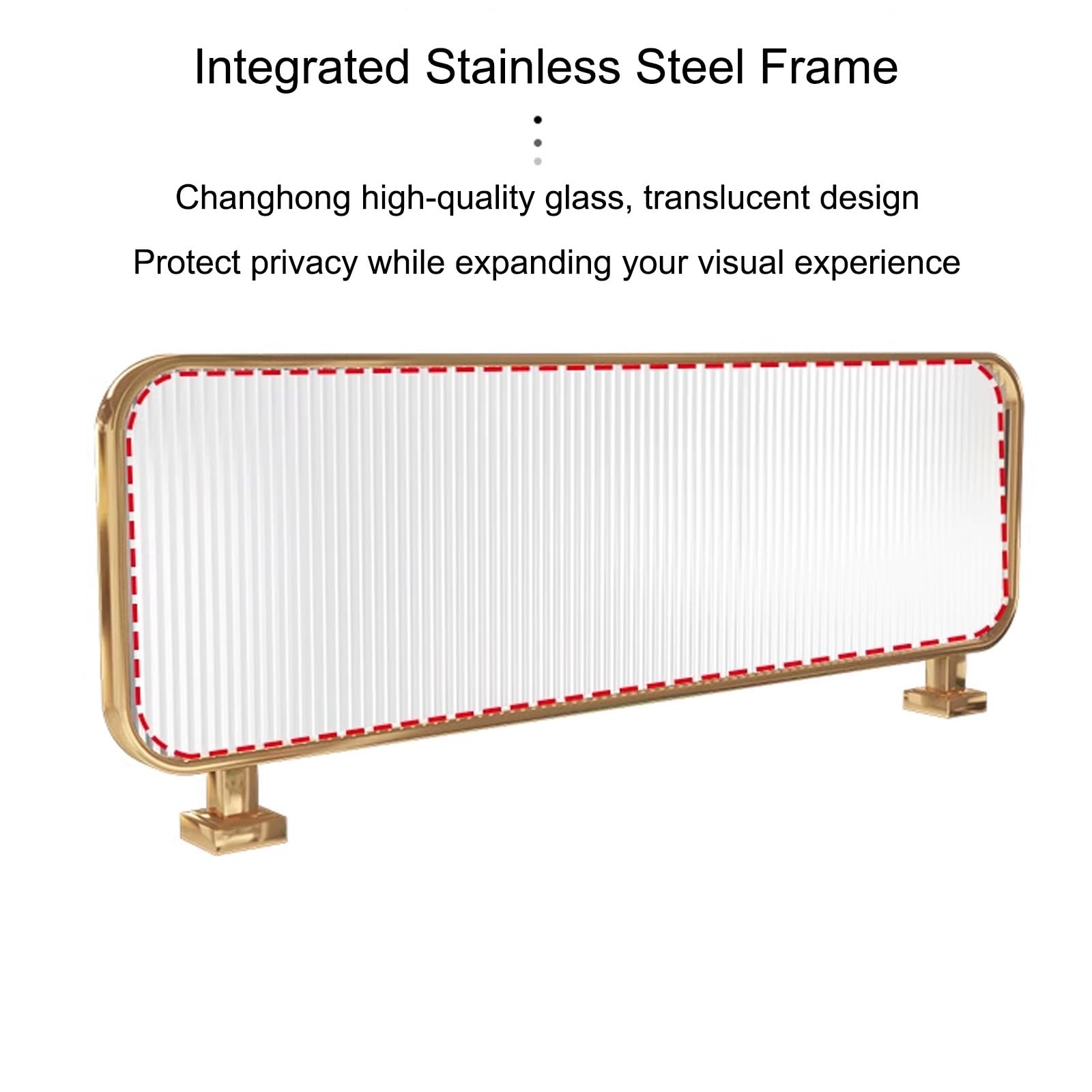 Metalowe panele przegrodowe na blat, Parawan z żelaznej ramy ze szkła hartowanego, złoty/czarny, 80-130x30cm(Black,90 * 30cm/35 * 12in)
