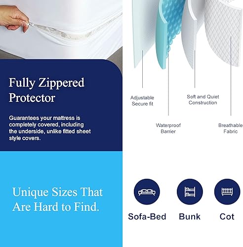 Miniatura 4 de Allersoft Funda de colchón para sofá cama Queen con cierre de seguridad. Crea un sello natural en todos los lados de su colchón de sofá extraíble