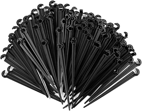 100 estacas de soporte de goteo en forma de plástico negro para riego por goteo de 14 pulgadas, soporte de tubo para huertos, suministros de camas