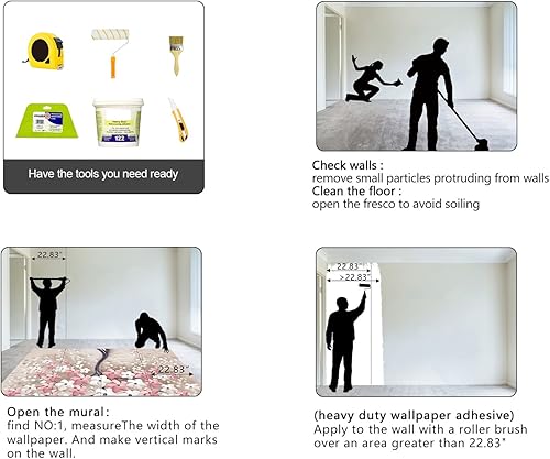 Miniatura 5 de WXHFM - Mural en relieve 3D con diseño de flores rosas y árboles, para dormitorio, decoración de habitación, sala de estar, fondo de televisión,