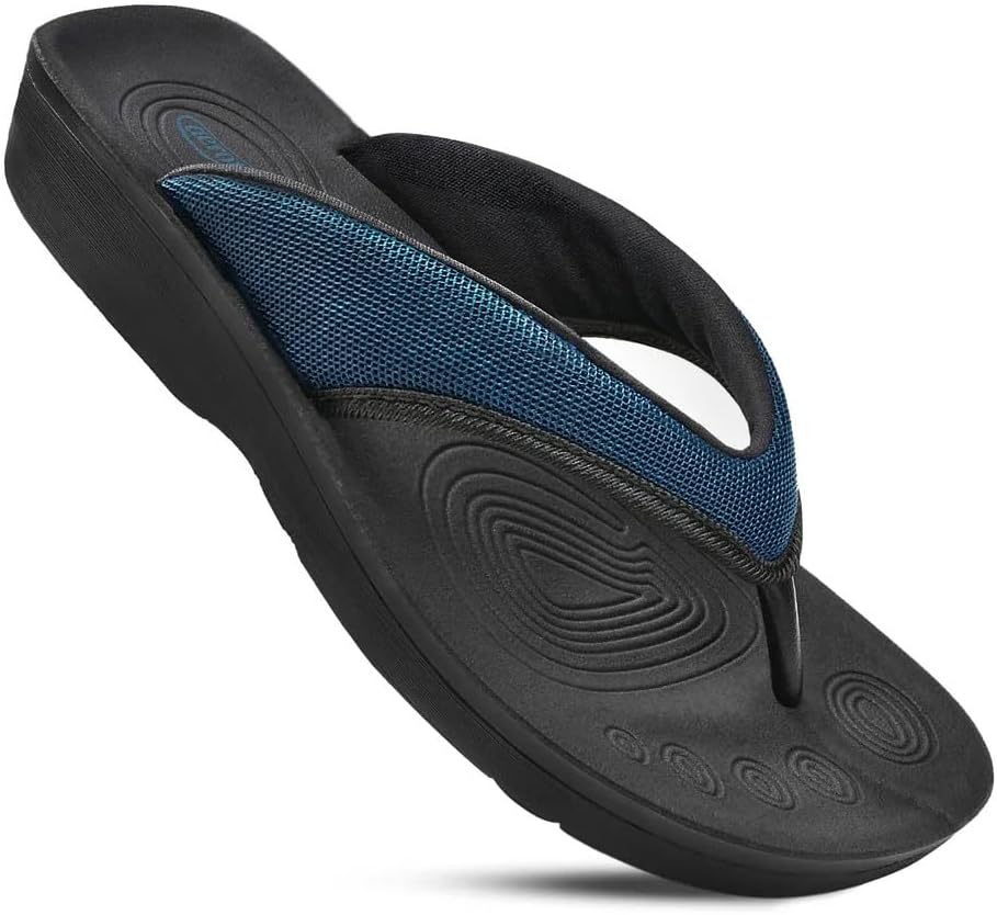 Comfy Arch Support flip flops for women Split Toe Stylish Cushioned Strap with non-slip footbed Walking Dressy Sandals Indoor and Outdoor