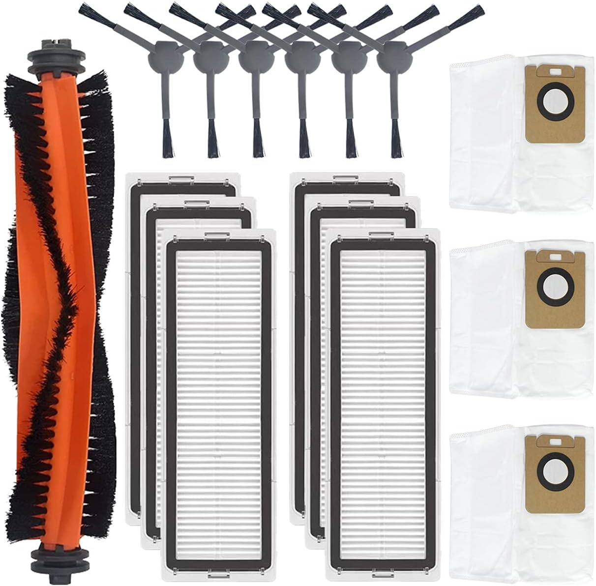 16 Pack Main Side Brush, HEPA Filter, Dust Bag Set Replacement for Dreame Bot Z10 Pro L10 Plus Vacuum Cleaner Accessories