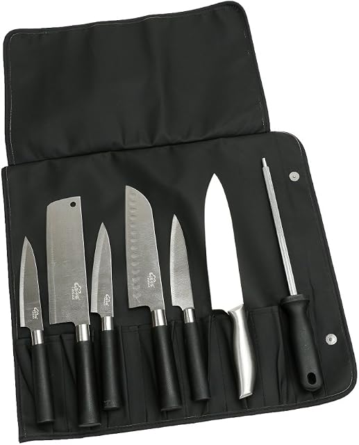 Chefs Knife Roll Bag,Professional Chef Knife Bag,Travel Knife Roll Pouch Storage Bag,8 Slot Large Capacity Knife Bag,Easily Carried Knife Case Knife Holder for Sous Chefs,Cooks,Culinary Students