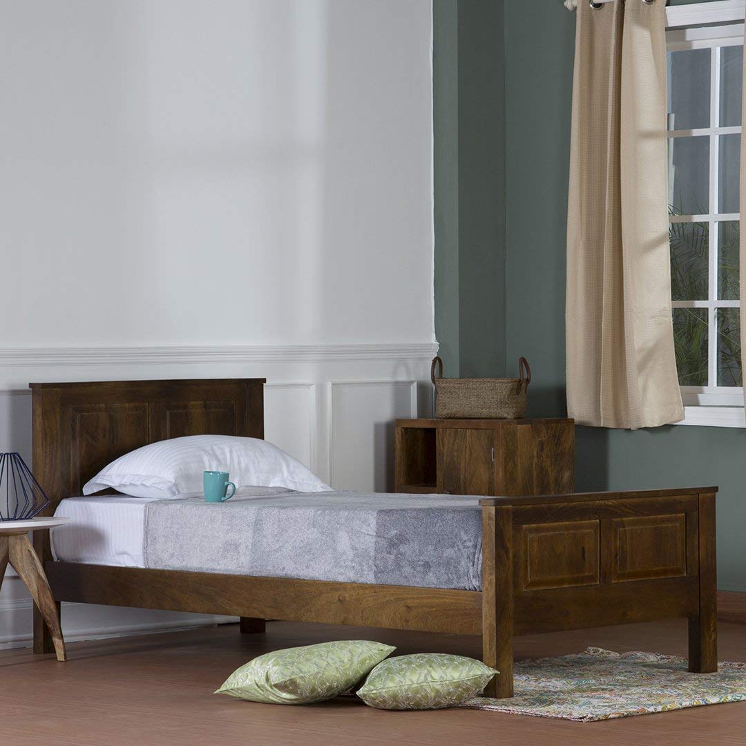 MADE WOOD Pipercrafts ISO Wooden Solid Sheesham Wood Single Bed (Provincial Teak)