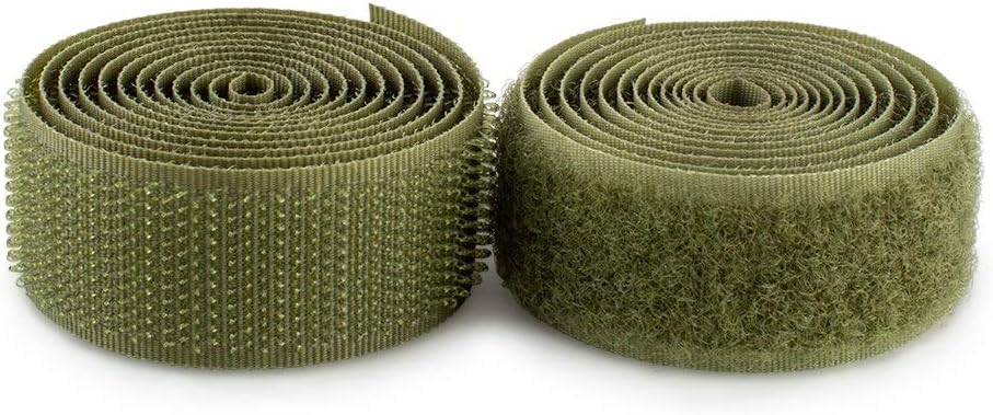 3/4 inch Wide Olive Drab Sew on Hook and Loop Tape Non-Adhesive 1 Yd Length Olive Nylon Hook Loop Tape Fabric Fastener Set for Military Form Bags Clothes Shoes Backpacks DIY Craft