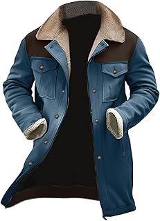 UXSELKCD Men's Large Size Padded Winter Zip Lapel Long Sleeve Thickened Jacket Coat Wolf Men's