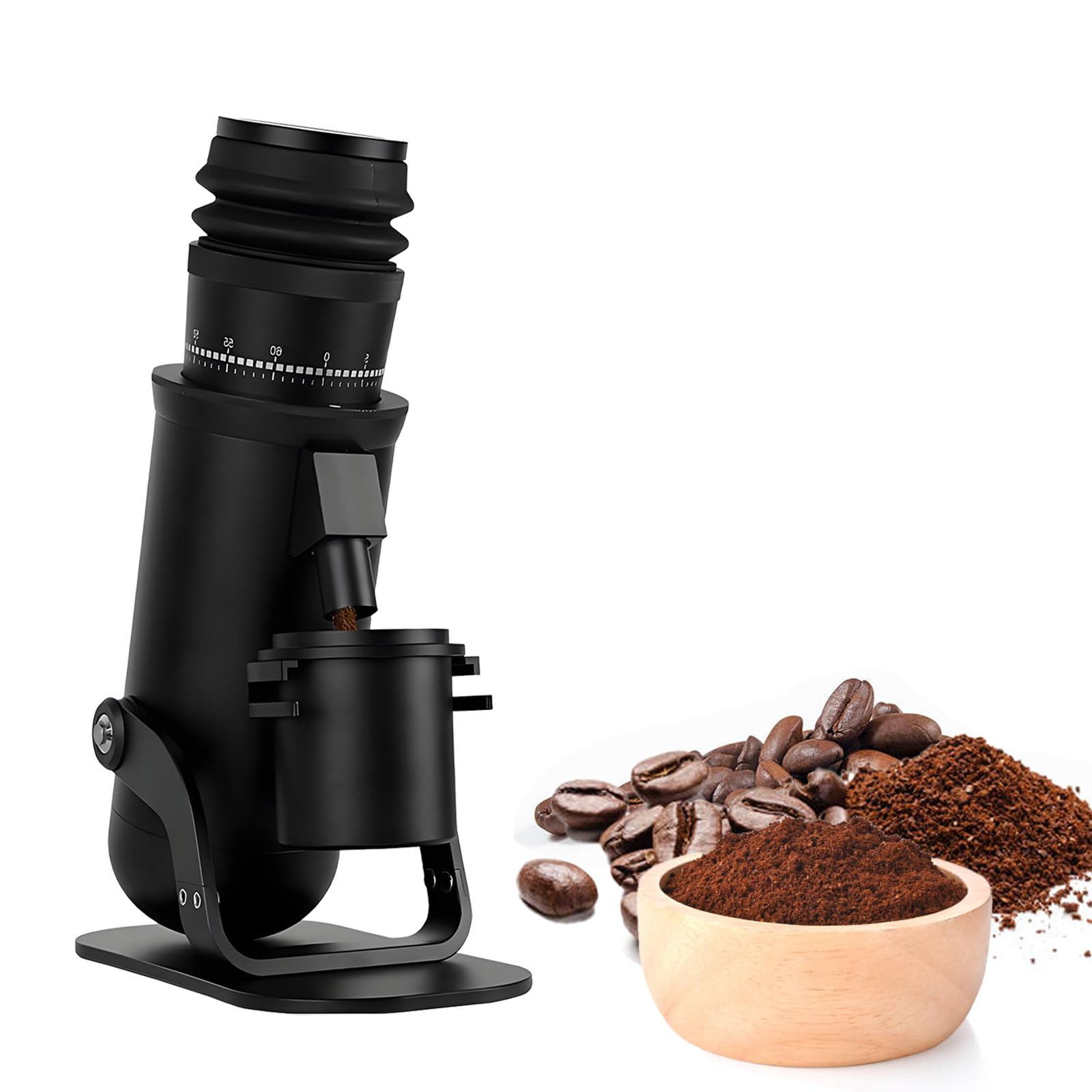 Młynek do kawy na pojedynczą dawkę - Młynek do espresso z niską retencją, dysk mielący ze stali wysokowęglowej 48 mm, 60-stopniowa regulacja prędkości, do espresso, drip, press francuskiej