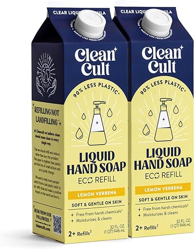 Cleancult - Recambios de jabón líquido para manos - Verbena de limón - Hecho con aloe vera y aceite esencial - Nutre e hidrata la piel seca y