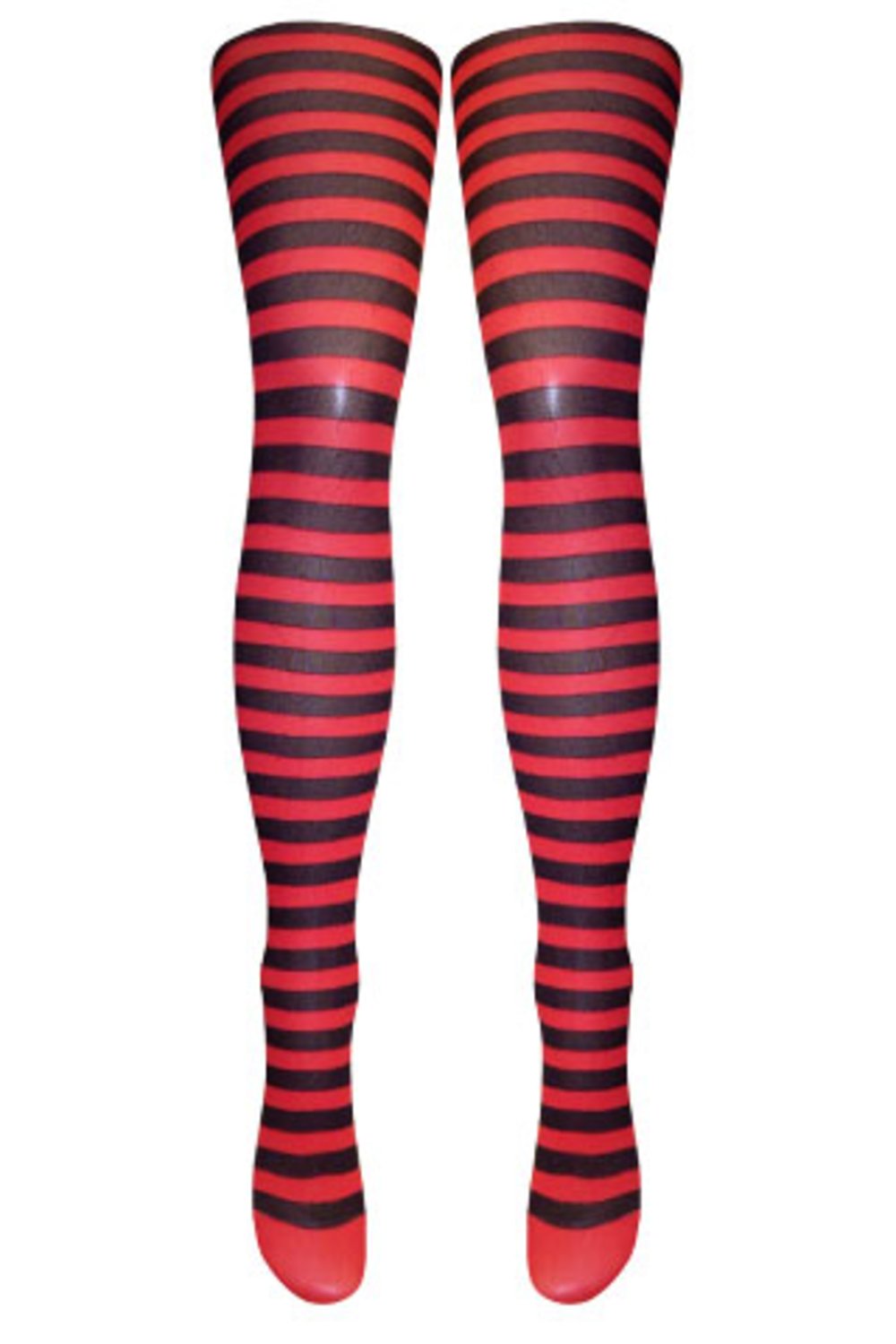 Fancy Dress Striped Tights (One Size, Red & Black), Red. Black